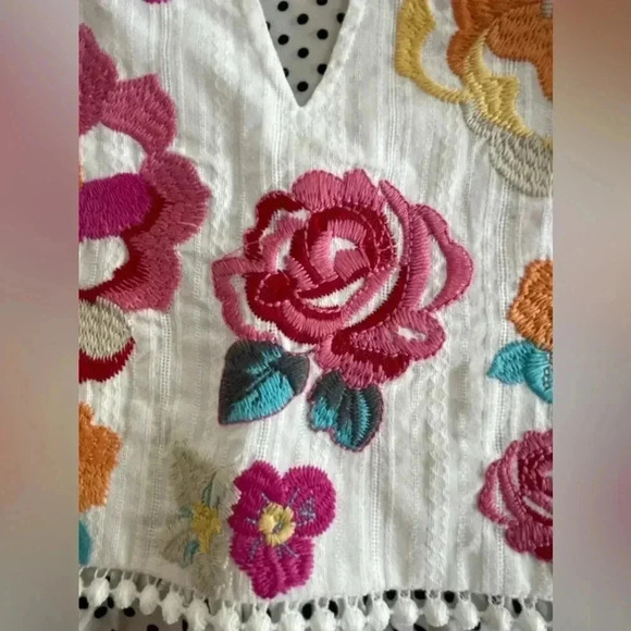 Savanna Jane Polka Dot Embroidered with Cap sleeves Blouse - Picture 4 of 9